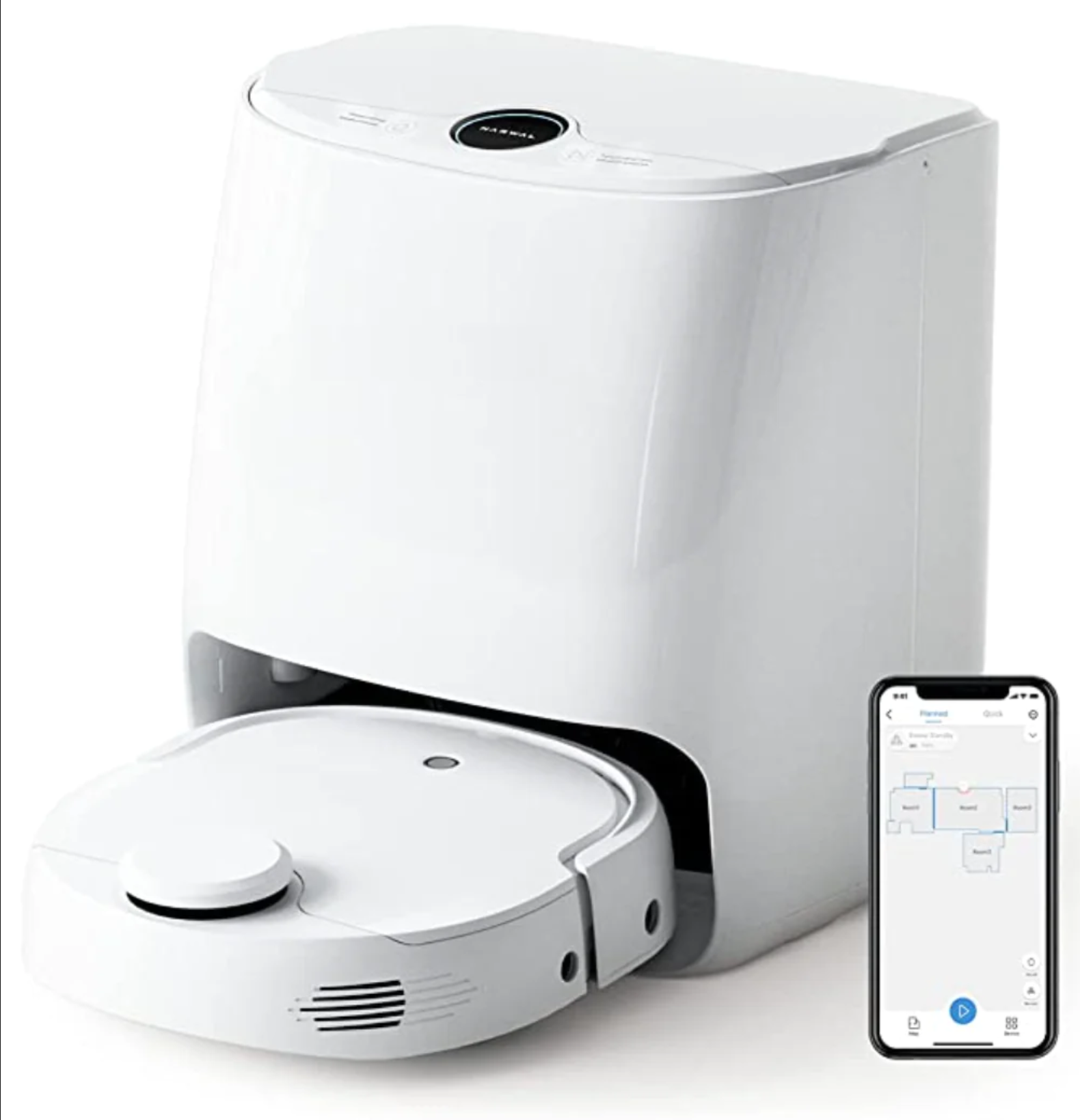Robot Aspiradora y Trapeador Extraíble y Elevable, Succión de 12 000 Pa